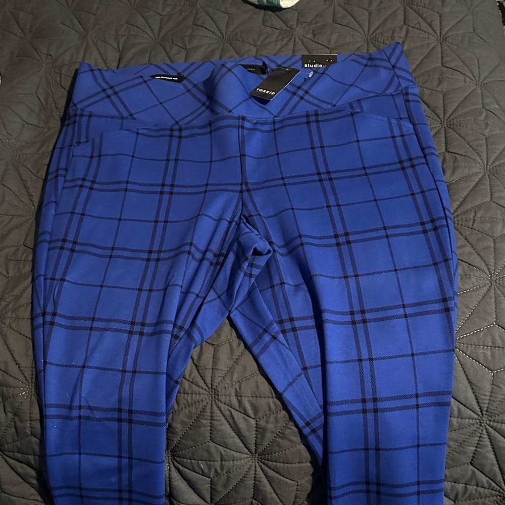 Torrid Blue Plaid Skinny Pants